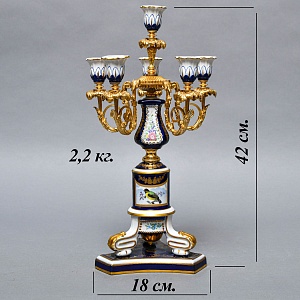 Редкость! Большой Фарфоровый Канделябр - Подсвечник на 6-ть свечей, Giulia Mangani Италия, середина ХХ века. 