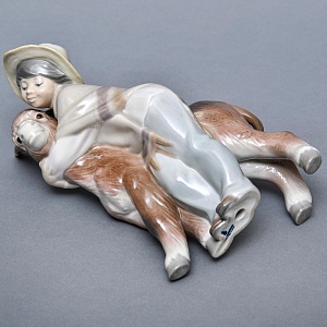 Коллекционная статуэтка «Мальчик с осликом», Фарфор Lladro Испания, 1971 - 1974 годы.