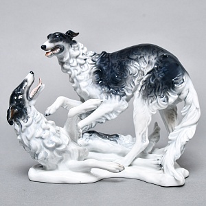 Коллекционная Фарфоровая статуэтка «Охотничьи собаки. Две Борзые», ROSENTHAL Германия.