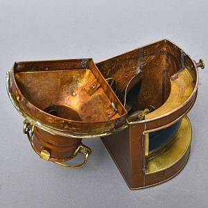 Старинный Медный Керосиновый «Сигнальный Корабельный Фонарь», Англия начало ХХ века.