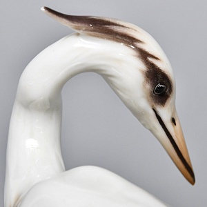 Коллекционная Фарфоровая статуэтка «Птица. Цапля в камышах», Kaiser Германия, 1979 - 1990 годы.