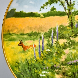 Коллекционная Фарфоровая Тарелка - Блюдо «Дикая Природа. Косули», KAISER Германия.