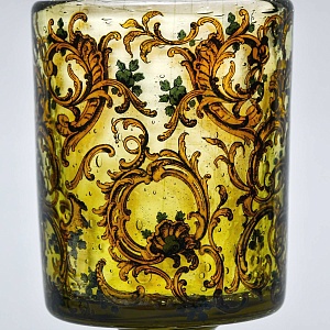 Антикварный Стеклянный Бокал - Кубок для Вина «Дама и её юный Кавалер», Германия конец XIX века. 