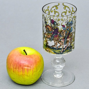 Редкость! Антикварный Стеклянный Бокал - Кубок для Вина «Воины - Охотники», Германия конец XIX века. 