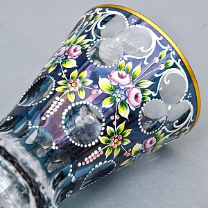 Редкая!!! Коллекционная Ваза - Карандашница, Цветочная Эмалевая роспись, Хрусталь Witti,  Германия 60-е гг.