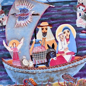 Коллекционная Фарфоровая тарелка - блюдо «Бегство в Египет», Königszelt Bavaria Германия - 1980 год. 