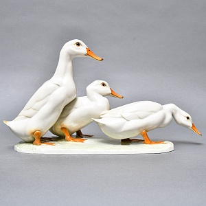 Большая Коллекционная Фарфоровая статуэтка «Три белые утки», Hutschenreuther Германия.