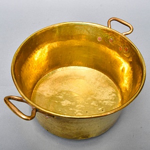 Старинный Латунный Таз для варки варенья на 9-ть литров, Франция - середина ХХ века. 