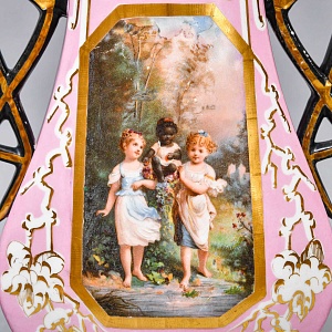 Антикварные Парные Фарфоровые Вазы «Счастливое детство», Франция, конец XIX - начало ХХ века. 