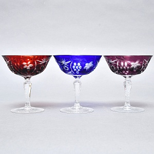 Редкость! Набор Хрустальных Фужеров для Мартини или Шампанского серия «Виноград», NACHTMANN Германия 60 гг. 