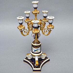 Редкость! Большой Фарфоровый Канделябр - Подсвечник на 6-ть свечей, Giulia Mangani Италия, середина ХХ века. 
