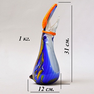 Авторская Коллекционная Стеклянная Статуэтка - Ваза «Тукан», Цветное стекло, Россия.