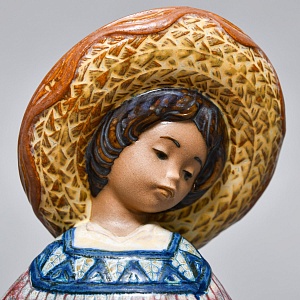 Коллекционная Фарфоровая статуэтка «Мексиканский мальчик в сомбреро», Lladro серия Грес, Испания.