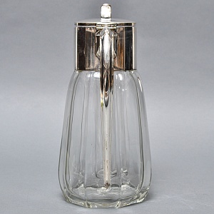 Винтажный Хрустальный Графин - Кувшин на 2,8 литра с Колбой для льда, Silverplated Германия. 