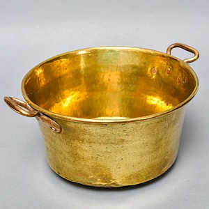 Старинный Латунный Таз для варки варенья на 9-ть литров, Франция - середина ХХ века. 