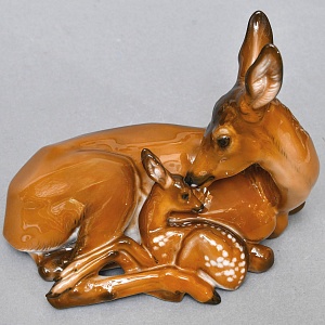 Коллекционная Фарфоровая статуэтка «Олениха и олененок », ROSENTHAL Германия, середина ХХ века. 