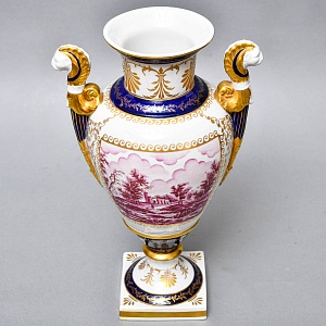 Коллекционные Парные Фарфоровые Вазы в стиле Ампир, Giulia Mangani Италия, середина ХХ века. 