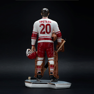 Большая Коллекционная Авторская Статуэтка «Хоккеист СССР – Владислав Третьяк №20», фарфор, Россия. 