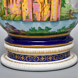 Большое Фарфоровое Кашпо - Ваза с ручками «Руины у озера», Giulia Mangani Италия.