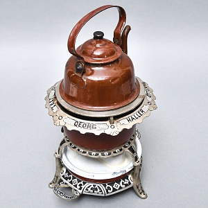 Редкость! Старинная Керосиновая Горелка - Плитка - Керогаз с Чайником, GEORG HALLER Германия -30 гг.