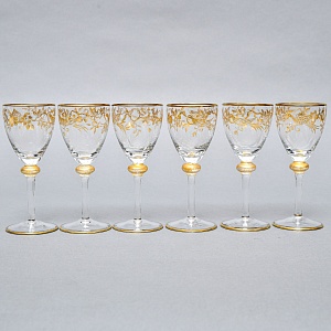 Редкость! Хрустальные Рюмки серии «Золотой Фазан», JOSEPHINENHUTTE, Германия -50 гг.