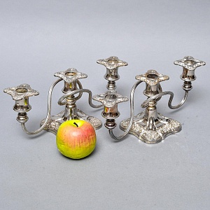 Пара Антикварных Канделябров Подсвечников Silverplated, SHEFFIELD Англия начало ХХ век.