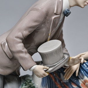 Большая Фарфоровая статуэтка «Давай поженимся или Предложение», Lladro Испания, 1987 - 1994 годы. 