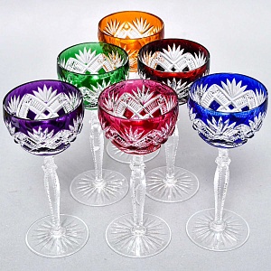 Бокалы для Вина из Цветного Хрусталя JOSEPHINENHUTTE Германия, 60 -е гг.