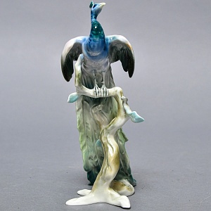 Коллекционная Фарфоровая статуэтка «Птица. Павлин на ветке», Kaiser Германия, середина ХХ века. 