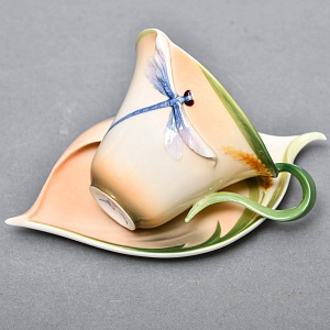 Авторский Фарфоровый Чайный сервиз «Бабочки и стрекозы» на 4 персоны, Franz Collection Тайвань.