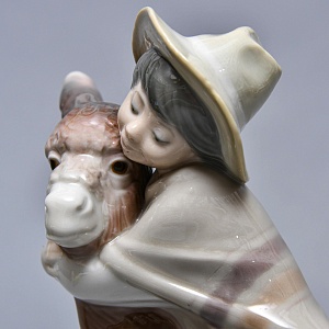 Коллекционная статуэтка «Мальчик с осликом», Фарфор Lladro Испания, 1971 - 1974 годы.