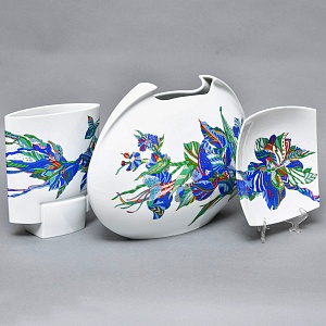 Декоративный комплект - Две Вазы и Блюдо из коллекции TASCA, Фарфор Rosenthal Германия, 80-е годы.