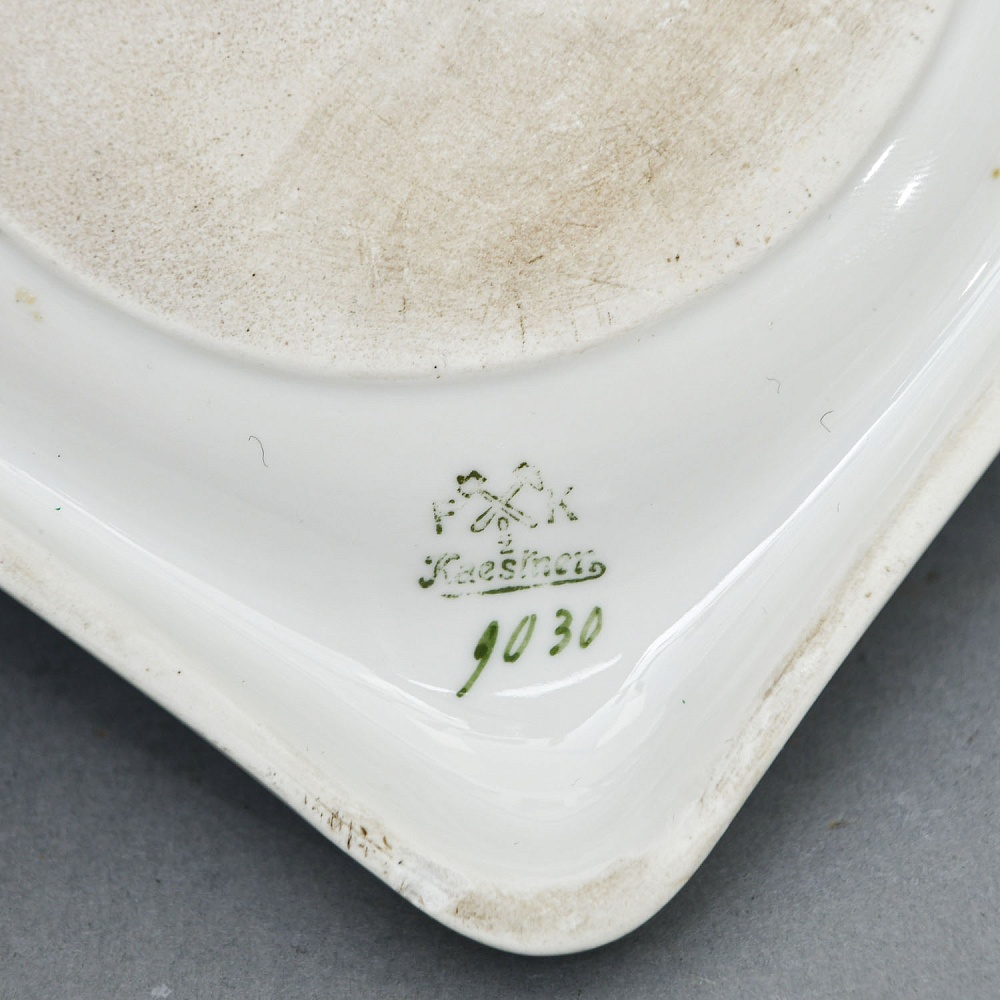 Антикварная Фарфоровая Пепельница «Охотничья собака», Kaestner Saxonia, Германия -20 гг. 