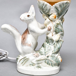 Фаянсовая Настольная Лампа - Светильник «Белка» СССР ЗиК Конаково - 1958 год.