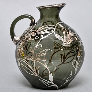 Антикварный Стеклянный кувшин «РЫБКИ», LAUSHE Германия, первая половина ХХ века. 