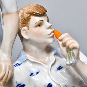 Большая Коллекционная Фарфоровая статуэтка «Бездельники», Россия ДФЗ Дулево. 