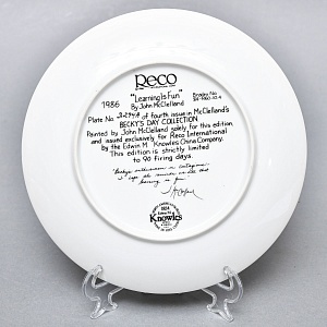 Коллекционная Фарфоровая Тарелка «День девочки Бекки. Школа», RECO США - 1986 год. 