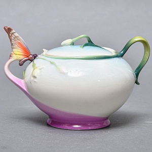 Авторский Фарфоровый Чайный сервиз «Бабочки и стрекозы» на 4 персоны, Franz Collection Тайвань.