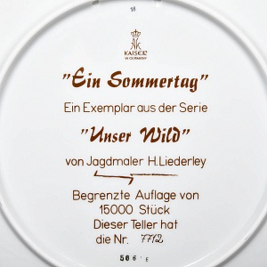 Коллекционная Фарфоровая Тарелка - Блюдо «Дикая Природа. Косули», KAISER Германия.