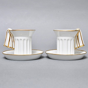  Фарфоровый Кофейный сервиз тет-а-тет «Греческие колонны» 8 предметов, Furstenberg Германия.
