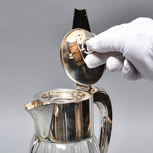 Винтажный Хрустальный Графин - Кувшин на 2,8 литра с Колбой для льда, Silverplated Германия. 