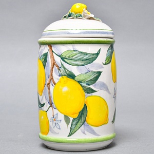 Авторский Чайный сервиз на 4 персоны «Лимоны», фарфор, ручная роспись, Гжель Россия -2000 г..