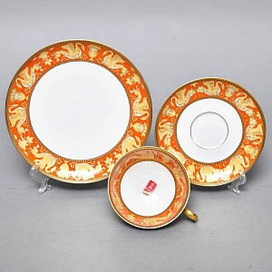 Коллекционная Фарфоровая Чайная тройка «Золотые грифоны», Kaiser Германия, 1979 - 1990 годы. 