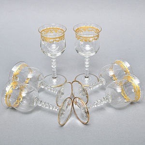 Хрустальные Фужеры - Бокалы для вина серия «Gold Laura», JOSEPHINENHUTTE, Германия -50 гг.. 