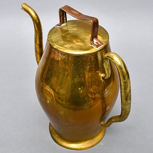 Антикварный Латунный Кофейник - Чайник - Кувшин на 4,5 литра, Франция начало ХХ века.