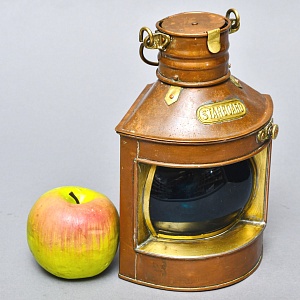 Старинный Медный Керосиновый «Сигнальный Корабельный Фонарь», Англия начало ХХ века.