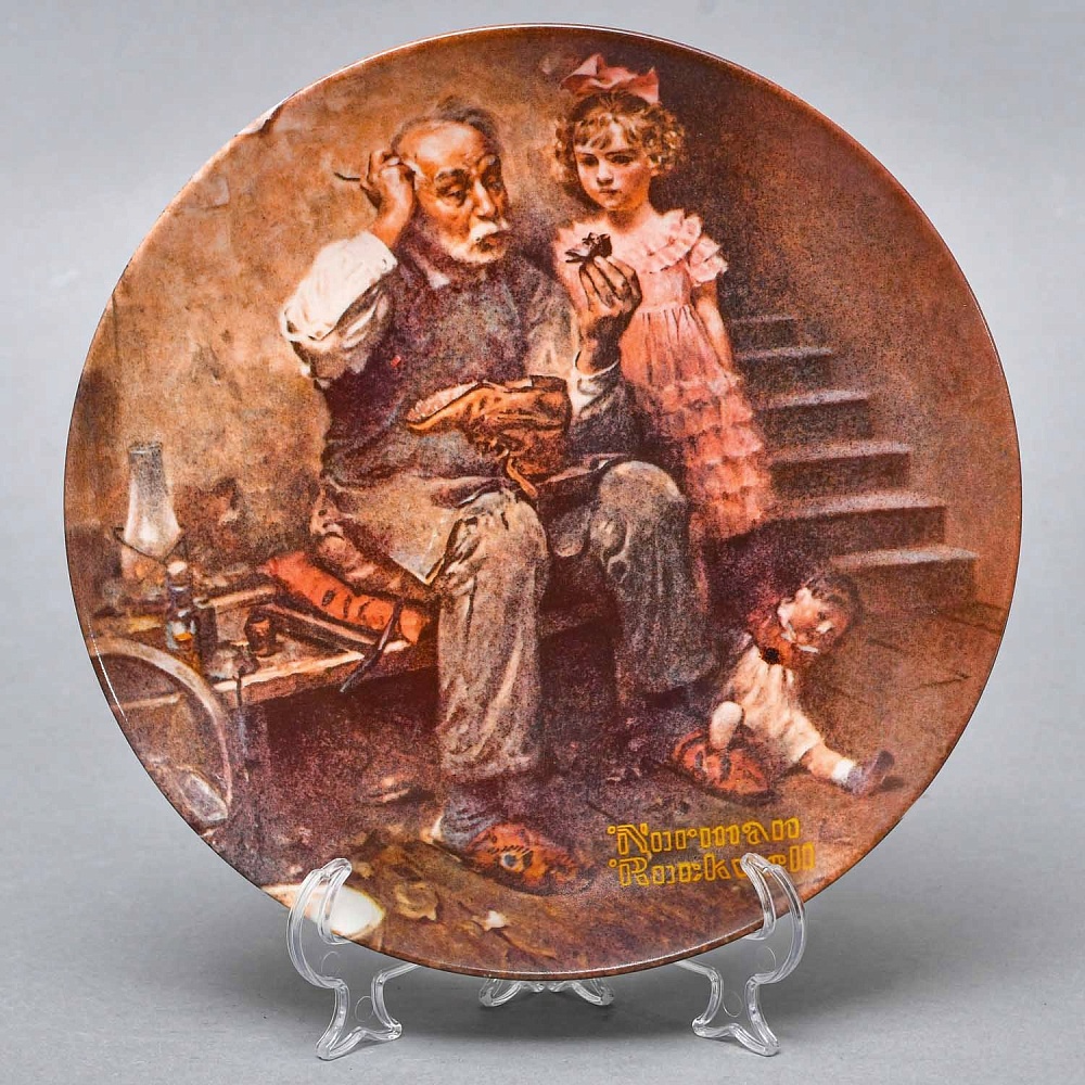  Коллекционная тарелка «Мой любимый дедушка. Сапожник для куклы», Фарфор RECO США - 1978 год. 