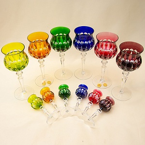 Набор Бокалы + Рюмки из Цветного Хрусталя «МЕРИЛИН», NACHTMANN Германия, 60 -е годы ХХ века.