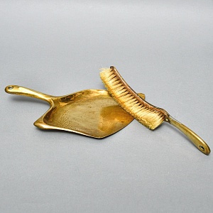 Старинная Щётка с Совком для уборки крошек со стола, металл  Германия, начало ХХ века.