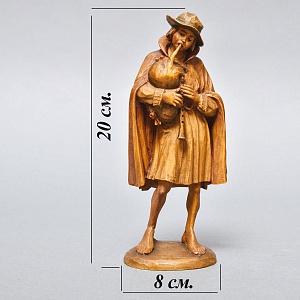 Редкая Антикварная Коллекционная Деревянная статуэтка «Бедный Волынщик», Англия начало ХХ века.